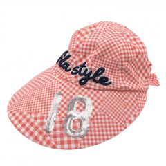 [Excellent Condition] Fila Golf Wide-Brim Cap, Red and White Check Pattern with 3D Embroidery, Women's Golf Wear, FILA GOLF