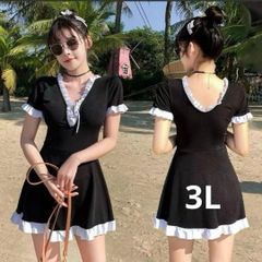 レディース 水着 リゾート着 ワンピース フリル 体型カバー かわいい XXL