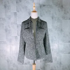 美品<!-利用不可文字-!> コムサイズム COMME CA ISM テーラードジャケット 【13】 グレー ツィード フック 厚手 秋 冬 オシャレ カジュアル