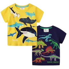 半袖 Tシャツ こども tシャツ キッズ 90 110 120 130 光る 蓄光 2枚セット サメ 恐竜 さめ きょうりゅう