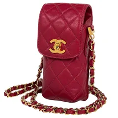 シャネル CHANEL ココマーク チェーンショルダーバッグ マトラッセ ミニバッグ ショルダーバッグ レザー レッド レディース 【中古】