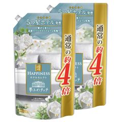 (1600mL) 約4倍 大容量 × 詰め替え 上品で心地よいホワイトティーの香り 柔軟剤 5つ星ホテル発想 2個 夢ふわタッチ ハピネス レノア 【まとめ買い】