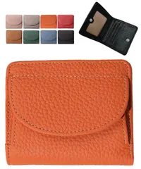 [グリーンパキラ] 財布 レディース 二つ折り ミニ財布 本革 コンパクト ボックス型 小銭入れ 小さい ミニウォレット ミニマリスト (オレンジ) [オレンジ]