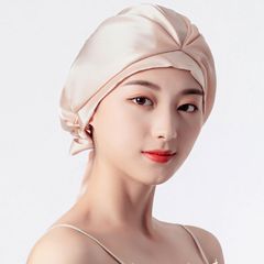 シルクキャップ シルク100% ナイトキャップ シルク シルクナイトキャップ ヘア用 リボン付き 朝までズレない 枝毛 寝癖防止 保湿美髪  誕生日 プレゼントsangm04