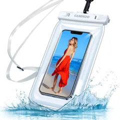 【完全防水・水に浮く】CASEKOO スマホ 防水スマホケース IPX8認定 完全防水 水に浮く クリア 顔認証 お風呂 最大6.7インチ対応 iPhone 14 13 12 11 Pro Max XR SE 7 8 Android 海（ホワイト）