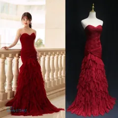 カラードレス ロングドレス フリル ビスチェ マーメイドドレス パーティードレス イブニングドレス 二次会 花嫁 ウエディングドレス ウェディングドレス 結婚式 ant4y571461