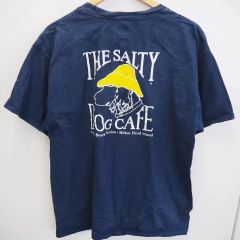 (アメリカ古着) “SALTY DOG CAFE”バックプリント Tシャツ ネイビー L