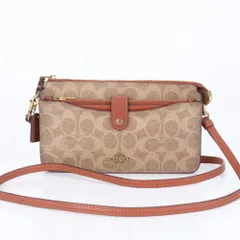 美品 コーチ シグネチャー レザー ショルダーウォレット 長財布 斜め掛け ショルダー バッグ ハンド 37458 レディース RCE CI7-4【中古】