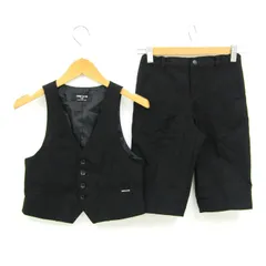 コムサイズム セットアップ 上下セット ベスト ジレ ハーフパンツ フォーマル キッズ 男の子用 130Aサイズ ブラック COMME CA ISM 【中古】