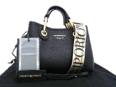 ■新品■未使用■ EMPORIO ARMANI エンポリオアルマーニ レザー 2WAY ハンドバッグ ショルダー レディース ブラック系 FC0126 のサムネイル