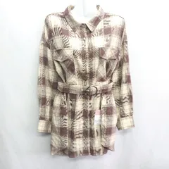 ◇ ◎ Cheri mi シェリミー チェック柄 長袖 チュニック シャツ サイズF ブラウン系 レディース E  【1408220006236】