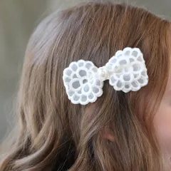 ☆ アイボリー ☆ フリー ☆ ベイリー ヘアクリップ Rora ヘアクリップ キッズ ベイリー 髪飾り 髪留め リボン 大きめ レース パール ホワイト 女の子 子供 子ども こども フォーマル ナチュラル カジュアル 卒園式 入学式 結婚式 パーティー