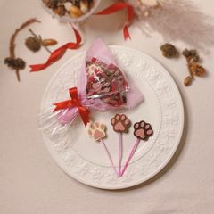 オーガニックチョコレートの肉球ロリポップ（ピンクブーケ）【お祝い、卒業、退職、春、送別、入学、桜、ギフト】
