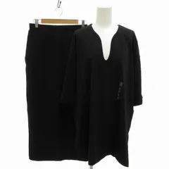 ユニクロ UNIQLO × マメクロゴウチ mamekurogouchi タグ付き 2点セット エアリズムコットンオーバーサイズT スリットスカート ロング丈 七分袖 L 黒 ブラック /FT