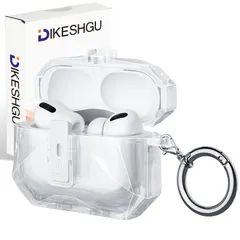 新品 DIKESHGU For AirPods Pro 3 ケース(2025) クリア エアポッツプロ3 カバー 磁気ロック設計 厚さ4.5mm おしゃれ 全面保護 落下防止 耐衝撃 防塵 装着充電可能 防水 カラビナ付き airpods pro3 case