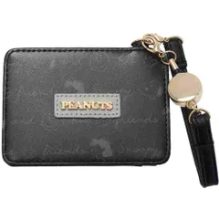 【パスケース】スヌーピー リール付きシングルパスケース ワッペンブラック
