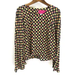 #a クリスチャンラクロワ Christian Lacroix シャツ ブラウス 36 黒 マルチ 花柄 シルク 絹 100％ フランス製 レディース [909410] k01のサムネイル