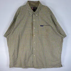 古着 90's/90年代 チャップスラルフローレン CHAPS RALPHLAUREN シアサッカー 半袖シャツ チェック ワンポイント ロゴ 大きいサイズ XXL  イエロー系 マルチカラー メンズ