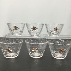 梅　立体彫刻　グラス6客セット