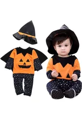 [Ymgot] ハロウィン衣装 かぼちゃ 魔法師 4点セット ベビー 子供 コスプレ服 コスチューム 仮装 着ぐるみ 万聖節 (110cm)