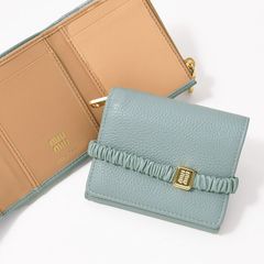 新品☆ミュウミュウ☆水色☆財布 ミニ ウォレット☆レザーバンド付 