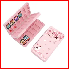 2021に対応、ハードシェル保護と耐久性、スリムとポータブルゲームカードケース OLED Lite/Switch Switch/Switch (さくら) NS ゲームカードケース、48スロットカード＆48スロットマイクロSDカード収納ホルダーボックス Swit