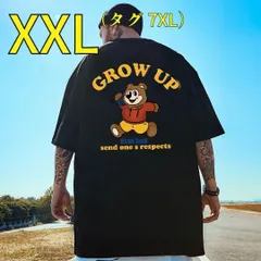 XXL メンズ Tシャツ オーバーサイズ ロゴ キャラクター GROW UP黒
