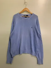 【現状渡し品】Polo by Ralph Lauren ポロバイラルフローレン 90's LOGO CREW COTTON KNIT 90年代 ロゴ クルー コットンニット トップス 【146-251027-kk-45-min】