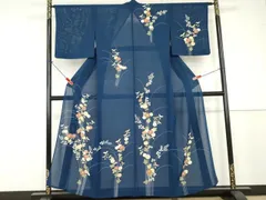D279＋　D316 夏着物　訪問着　濃紺　流水　絽　正絹　極美品 楽天市場】正絹 絽 訪問着の通販