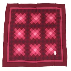 新品 Yves Saint Laurent イヴサンローラン YSL 大判 シルク100%  スカーフ ハンカチ チェッカー柄 ヴィンテージ アンティーク 赤 レッド系 未使用