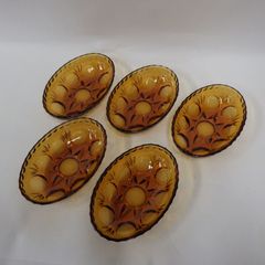 昭和 レトロ アデリア 豆皿 飴色 ガラス 5個セット