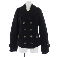 バーバリーブルーレーベル BURBERRY BLUE LABEL Pコート ピーコート ショート 裏地チェック ウール ナイロン 38 M 黒 ブラック FCF41-810-09 /BMのサムネイル