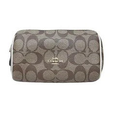 COACH(コーチ) ポーチ美品  シグネチャー柄 C7359 カーキ×アイボリー レザー