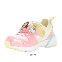 光る靴 ムーンスター キッズ スニーカー 女の子 ピンク(アリエル) パープル(ラプンツェル) サックス(シンデレラ) 通園 ベロクロ マジック 子供靴 ディズニー プリンセス  tmdnc1358le コーラル 15.0cm