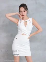 ホワイト [GMS-V788-2310] 【GLAMOROUS ANDY FashionPress12 COLLECTION03】シンプル/ ワンカラー/ ストレッチ/ ノースリーブ/ カットアウト/ セットアップ風/ タイト/ ミニドレス/ キャバドレス
