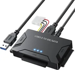 【数量限定】変換ケーブル SATA IDE USB 変換アダプター USB 2.5インチ/3.5インチ HDD/SSD/光学ドライブ データお引越し 5Gbps高速転送速度 IDE SATA SATA USB 変換 【電源アダプタ付き】のサムネイル