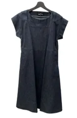 コムデギャルソン COMME des GARCONS トリコ tricot 2015年製 ルック3 半袖 ダンガリー デニム クルーネック ロング ポケット インディゴ INDIGO TP-O002 ワンピース 無地 ネイビー Sサイズ 104LT-139のサムネイル