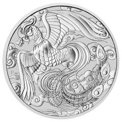 2022年 $1ドル純銀貨】エリザベス2世 中国の神話と伝説 鳳凰 極彩カラ