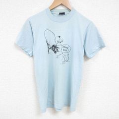 M/古着 スクリーンスターズ 半袖 ビンテージ Tシャツ メンズ 80s 牛 クルーネック 薄紺 ネイビー 25jun23 中古