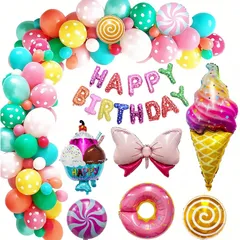 アイスクリーム風船誕生日飾りかわいい女の子アイスクリームドーナツ食べ物風船デザート食べ物風船甘い誕生日パーティー飾り菓子ドーナツ風船花輪
