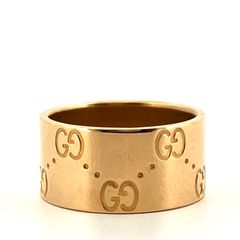 【鑑定済み】正規品 GUCCI  グッチ アイコン ワイド  750  リング K18YG #9.5号 イエローゴールド  指輪 ブランド ジュエリー アクセサリー