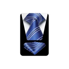 [HISDERN] ビジネス ネクタイ メンズ フォーマル ネクタイ ストライプ ポケットチーフ セット ブランド品 就活 成人式 紳士用 HTS0674B18S