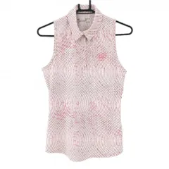 【超美品】アンダーアーマー ノースリーブポロシャツ 白×レッド 総柄 ヒートギア Hawaii  レディース SM ゴルフウェア UNDER ARMOUR