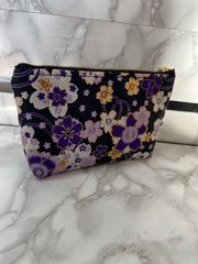 西陣織 金襴 14cm ポーチ 桜 紫
