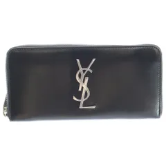 SAINT LAURENT PARIS (サンローランパリ) ラウンドファスナー カサンドラ レザーロングウォレット 長財布 ブラック 617415