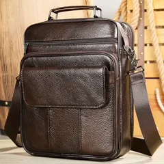 ショルダーバッグ 牛革 メンズ 余暇 大きめ  40代 50代 60代 iPad スマホ 防水 通勤 2way 3way 一泊 a3 a4 a5 おしゃれ 斜めがけ 収納 ビジネス カジュアル ワンショルダー メッセンジャーバッグ ハンドバッグ 多機能 茶色