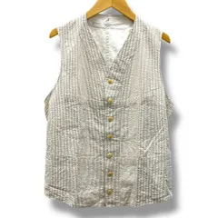 ANATOMICA アナトミカ シアサッカージレ ベスト ストライプ柄 総柄 ジャケット アウター ポケット コットン 綿 フランス製 白 茶色 ホワイト ブラウン Mサイズ メンズ 夏 ゴーゴー古着セントラルパーク名古屋店41 No.久北403Yのサムネイル