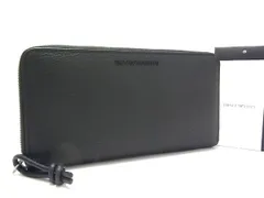 ■新品■未使用■ EMPORIO ARMANI エンポリオアルマーニ レザー ラウンドファスナー 長財布 ウォレット メンズ ブラック系 BD8284のサムネイル