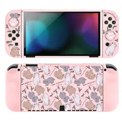 DLseego Switch OLED ケース Switch OLED 分体式カバー Switch有機elモデル用 カバー スイッチ 有機elモデルカバー 全面保護 軽薄量 滑り止め 汚れ防止 耐衝撃 着脱簡単 TPU製 アナログスティックカバー 可愛い猫爪肉