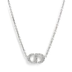 クリスチャンディオール プチ Petit CD ラインストーン ネックレス ペンダント シルバー N2241WOMCY 箱付 Christian Dior（新品・未使用品）